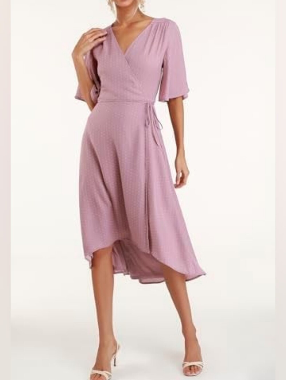 Lulu's Lavender Wrap Midi Dress